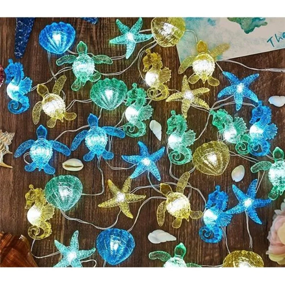 Ocean Themed String Lights Life Sea Turtle Starfish Beach Decor Night Light